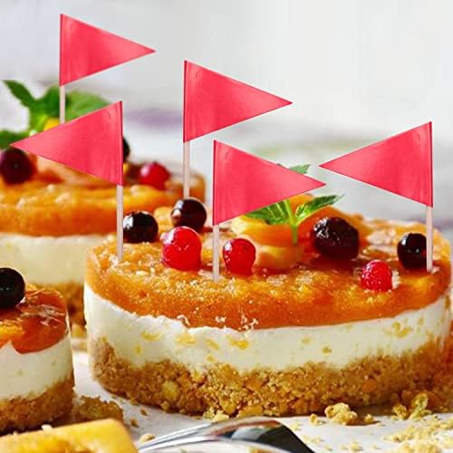 stidsds Solid Pink Cupcake Toppers Flags Mini Small Plain Pink Triangle Toothpick Stick Flag Blank DIY Color Decoration(100 pcs)