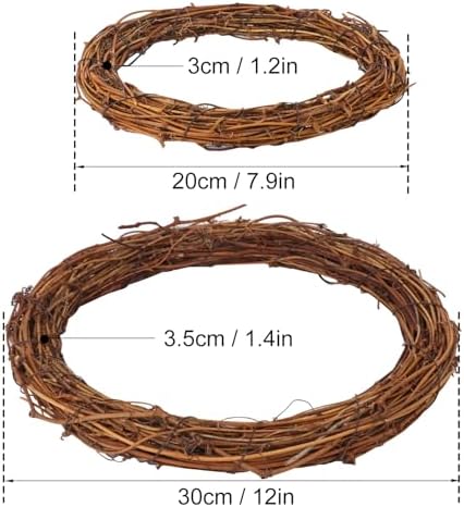 12 Pcs 12 Inch & 8 inch Natural Grapevine Wreath Set, Hand-Woven Vine Branch Wreaths for DIY Crafts, Christmas Decorations, Home & Event Styling(6 Pieces per Size)