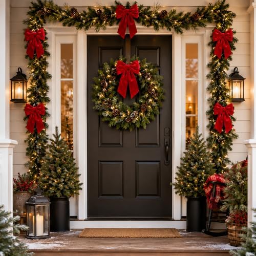 Large Christmas Tree Topper Bows, Velvet Bows for Xmas Tree Garland Wreath