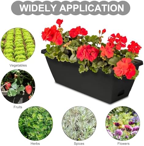 Window Box Planter, 6 Pcs 17" Flower Rectangle Planters Boxes, Dark Gray