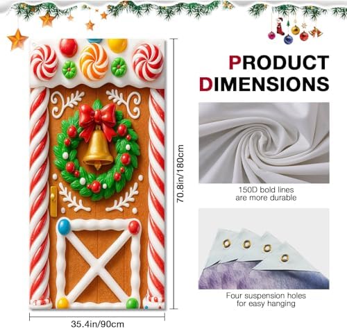 BlissYard Christmas Door Cover Snowman Scarf Hat 35x71 Inch Polyester