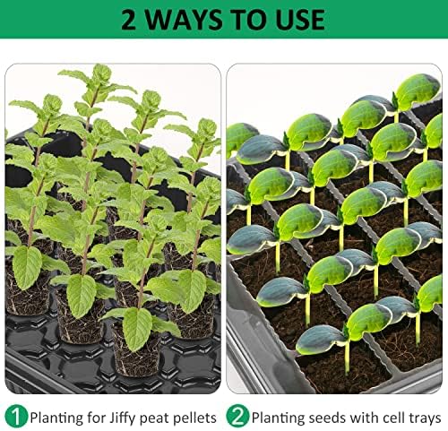 YAUNGEL XL Seed Starter Tray, 160 Cells, 4-Pack with Humidity Domes, Black