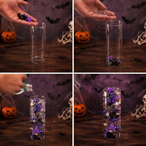 Halloween Floating Vase Filler Kit, Purple Black Floating Candle Filler