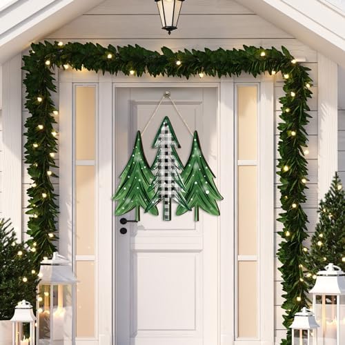 Boao Christmas Tree Door Decor Christmas Wooden Sign Door Hanger