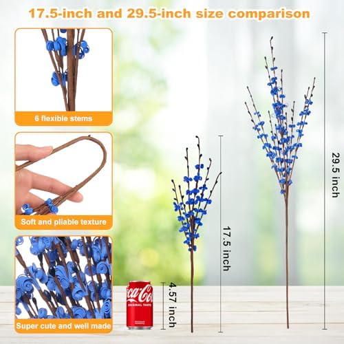 10Pcs Royal Blue Artificial Jasmine Flowers Stem for Vase DIY Wreath Decor