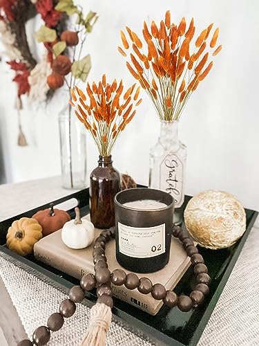 Dried Bunny Tails Flowers Lagurus Ovatus Orange Pampas Grass Natural Dried Floral Arrangement Dry Flowers for Halloween Christmas Boho Decor Home Wedding DIY Craft Decoration
