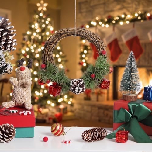 Ruisita 6 Pieces 8 Inch Grapevine Wreaths Vine Branch Wreath Natural Christmas Rattan Wreath Garland Decoration for Christmas Holiday Craft or Wedding Supplies