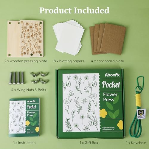 Aboofx Mini Flower Press Kit 2.5x4 Inch, Pocket Pressed for Small Flowers