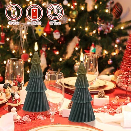Eldnacele Christmas Tree Flameless Candles Battery Operated with Timer