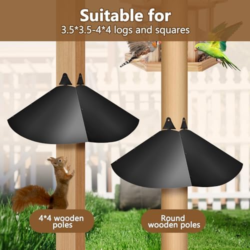 Lezcufer Metal Squirrel Baffle for 4x4 Post,Outdoor Squirrel Guard for Wooden Trunk Pole