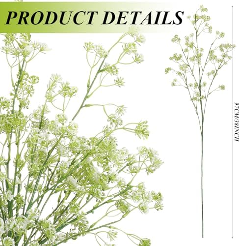 Zeyune 5 Pcs Green Summer Faux Berry Stem, Artificial Green Stem for Vase