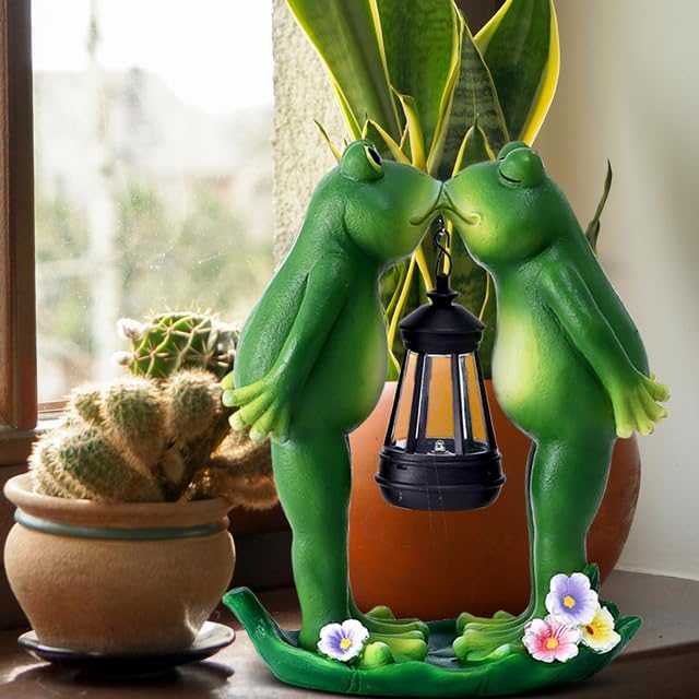 Solar Frogs Statue for Garden Mother's Day Decorations Solar Lantern LED Yard Decorations for Porch Patio,Yard,Lawn