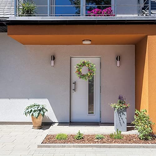 20" Artificial Spring Summer Wreath with Fake Butterflies,Eucalyptus Leaves,Daisy,Dry Vine Branches,Fern Leaves for Front Door Indoor Outdoor Farmhouse Wall Holiday Decor, White Gift Box Included