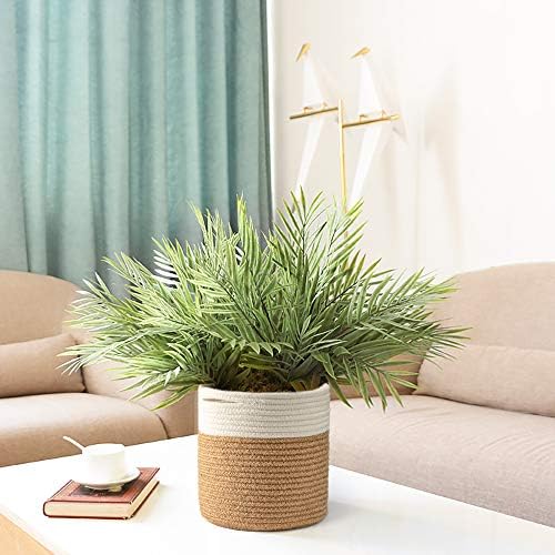 TIMEYARD Rope Plant Basket, Planter for Indoor Plants, Jute Mixed White