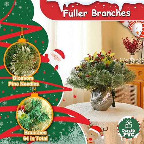 2-Pack 18in Christmas Urn Filler with Timer, 60 Warm White Lights