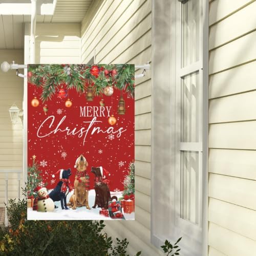 Christmas Retriever Dogs Large Garden Flags Double Sided 28X40 Inch