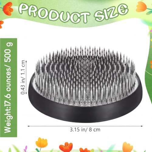 Sliner 8 Pcs 3.15 x 0.43 Inch Floral Frog Round Brass Flower Holder, Silver