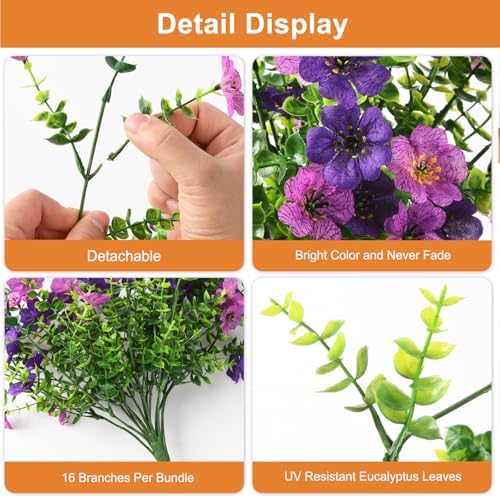 Hommyea Artificial Fake Fall Flowers Plants for Outdoors Mums Home Decor