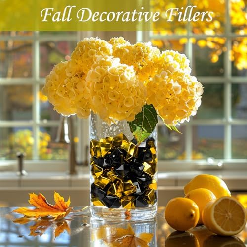 160 Pcs Black Gold Faux Diamond Vase Fillers Wedding Party Table Scatter