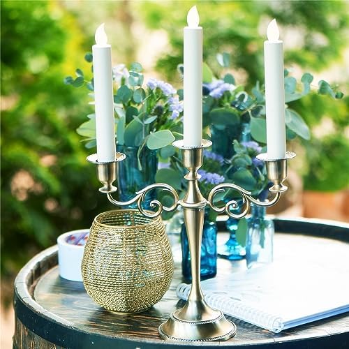 3-Arm Metal Candelabra Candle Holder Table Centerpiece, Bronze