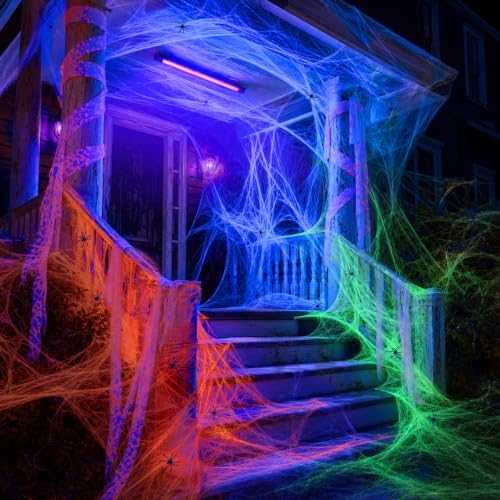 Mega-L Halloween Glow Spider Webs 3 Colors 300g with 30 Small Spiders