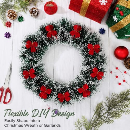Dilunave Christmas Tinsel Garland with Red Bows,Bow Style,19.7 Feet
