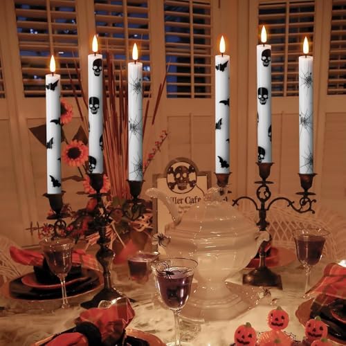 Eldnacele Halloween Decals Flameless Taper Candles with Remote and Timer