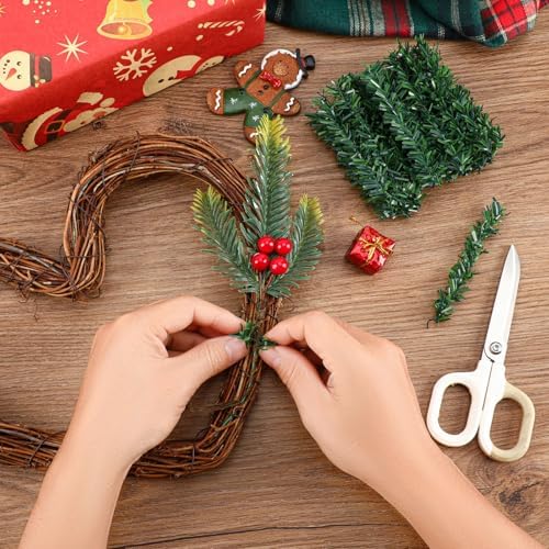 60PCS Christmas Garland Ties PVC Faux Pine Greenery Wired Stems