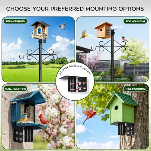 Gbekery 89’’ Smart Bird Feeder Pole Heavy Duty, 5-Prong Base & Double Hooks