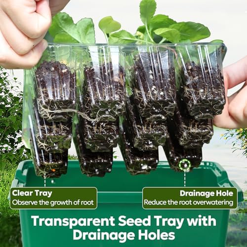 MIXC 6 Pack Seed Starter Kit with Grow Light, Vented Humidity Dome, Green