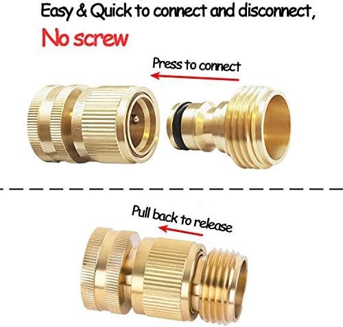 Garden Hose Quick Connect Solid Brass Quick Connector Garden Hose Fitting Water Hose Connectors 3/4 inch GHT (3 SETS)