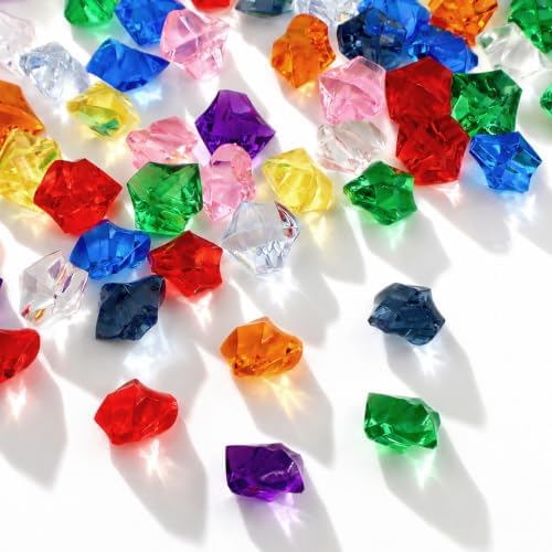 160 Pcs 10-Color Acrylic Fake Ice Cubes, Vase Filler Gems and Table Scatter