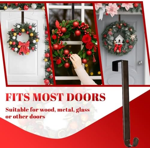 Metal Wreath Hanger for Front Door, Adjustable Nickel Wreath Hanger