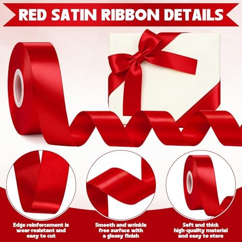 1 in 30 Yards Red Ribbon for Gift Wrapping Wedding Valentine Christmas