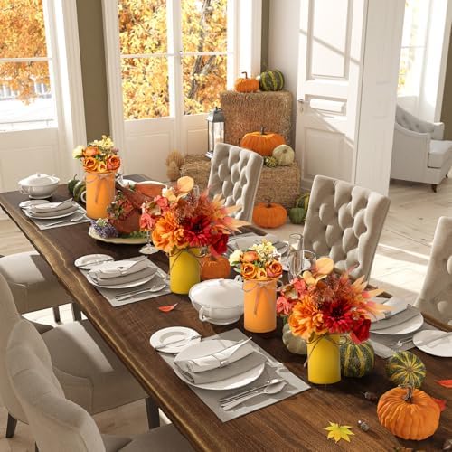 5.91 Inch Rustic Vase Wedding Table Centerpieces,Yellow, Orange,16 Pcs