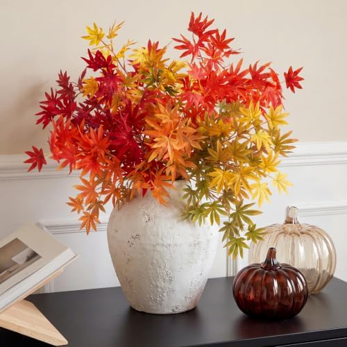 Suncalla 10 Pcs 31" Fall Artificial Japanese Maple Stem, Golden Orange