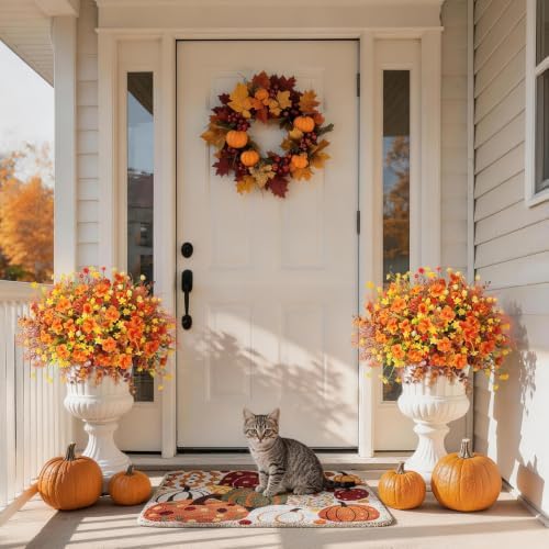 INQCMY Fall Artificial Flowers for Outdoors Planter Fake Plants 12 Bundles