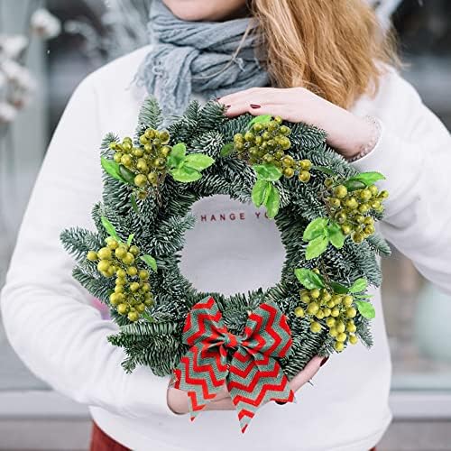 4 Pcs Artificial Dark Green Berries, Lifelike Greenberry Stems Faux Fruit Fake Flowers for Wedding Home Kitchen Party Crafts Decoration
