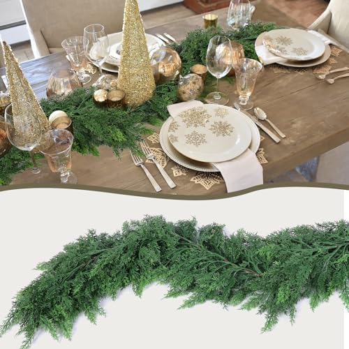 Hananona 6 FT Christmas Garland, Real Touch Cedar Garlands, 1 Pcs