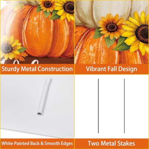 Fall Decorations Outdoor Metal Yard Sign Pumpkin Garden Stakes