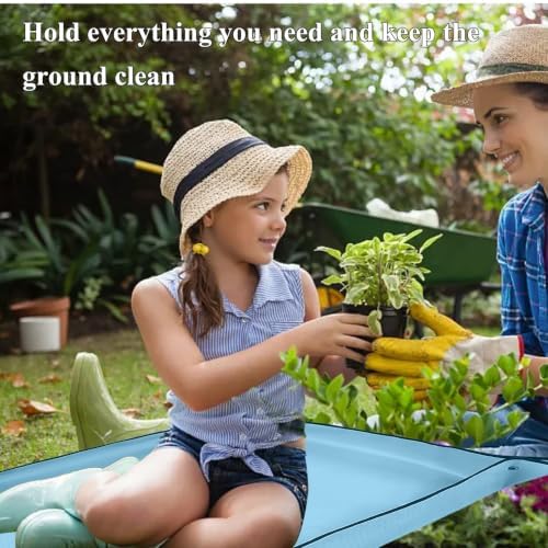 29.5" x 29.5" Repotting Mat, Thickened Foldable Gardening Mat, Blue
