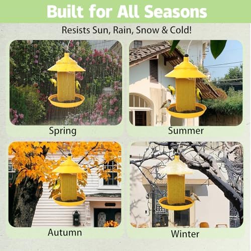 All-Metal Finch Feeder, Squirrel Resistant Nyjer Seed Bird Feeder Yellow