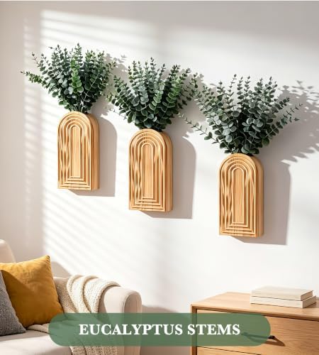 30pcs Artificial Eucalyptus Stems Eucalyptus Leaves,Fake Eucalyptus Plants