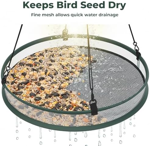 2Pcs Universal Wild Bird Seed Catcher Tray, 16 Inch Adjustable Hanging Hoop Platform, for Hummingbird Feeders & Bee Feeders, Outdoor Garden Accessory