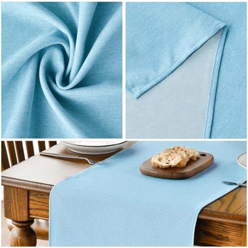 Artoid Mode Light Blue Table Runner, Seasonal Summer Washable Kitchen Dining Table Decoration for Home Party Decor 13x72 Inch