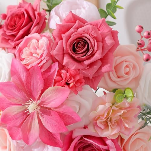 Floweroyal Artificial Flowers Fake Rose Flowers Dahlia with Stems for DIY Wedding Bridal Bouquets, Baby Shower, Floral Arrangement, Table Centerpieces, Home Decorations