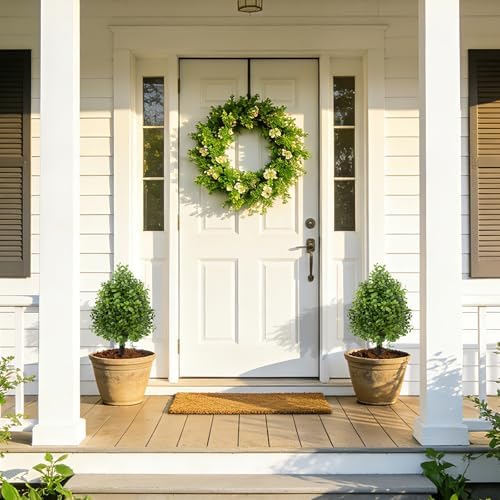 Bdor 22" Artificial Boxwood Topiary Bushes Ball Trees Outdoor Decor, 2PCS