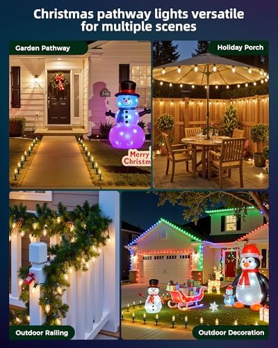 Christmas Pathway Lights Outdoor,51.4 Ft C9 Lights with 40 Warm White Bulbs