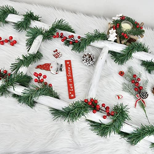 Lvydec 30 Pieces Christmas Garland Ties, 14" Artificial Pine Needles Flexible Christmas Pine Garland Wired Garland Ties Greenery Stems for Christmas Decoration Craft Gift Wrapping