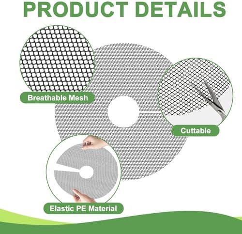 6 Pack Plant Pot Soil Cover Grids with 24 U-Shaped Nails, 11.8 Inch Cuttable Cat & Animal Digging Stopper, Indoor Outdoor Soil Protector for Potted Plants